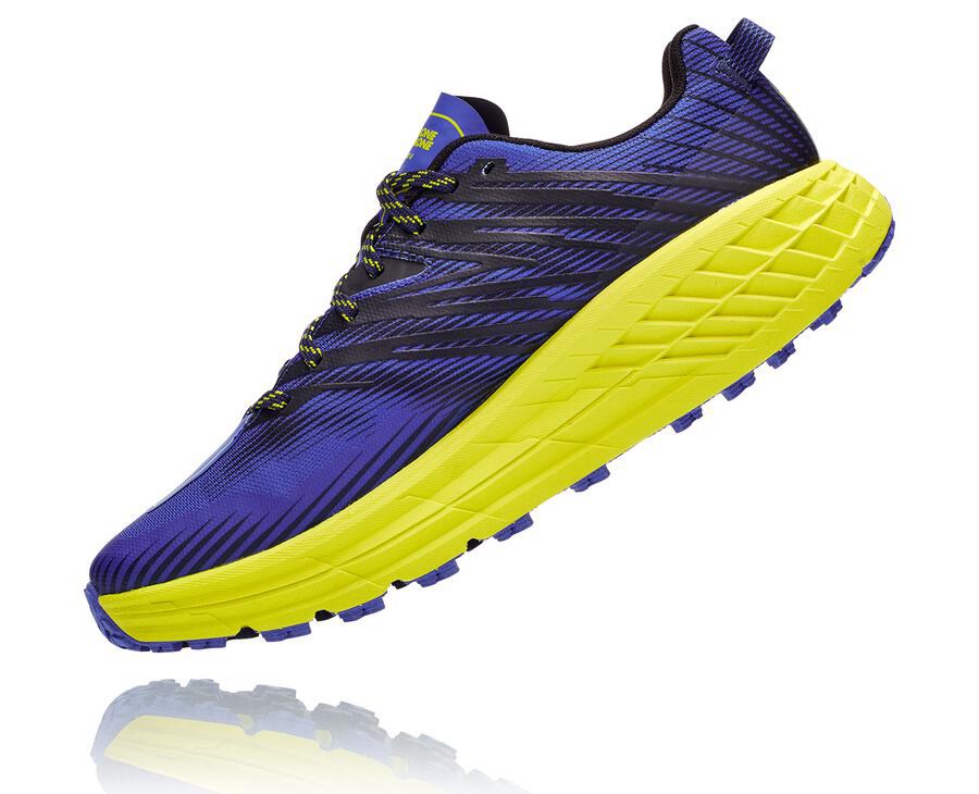 Hoka One One Trailsko Herre - Speedgoat 4 - Blå/Grøn - 234197DXJ